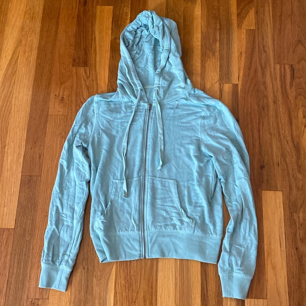 Z Supply Womenâs Blue Zip Up Sweatshirt With Star Detailing Size Xs